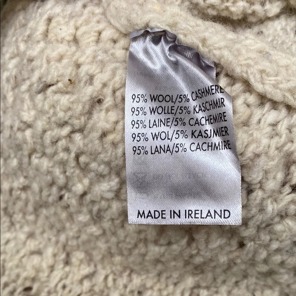 Cream Aran Trellis Pattern Wool and Cashmere Sweater - Picture 8 of 13